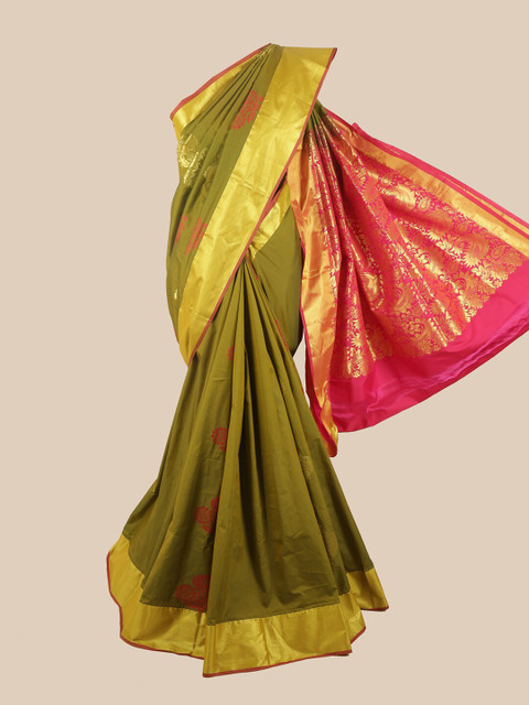 

Pothys Green & Red Woven Design Zari Pure Silk Saree