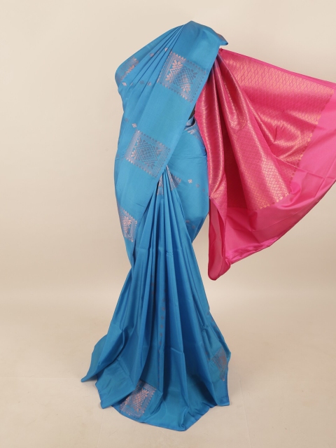

Pothys Blue & Pink Woven Design Zari Pure Silk Saree