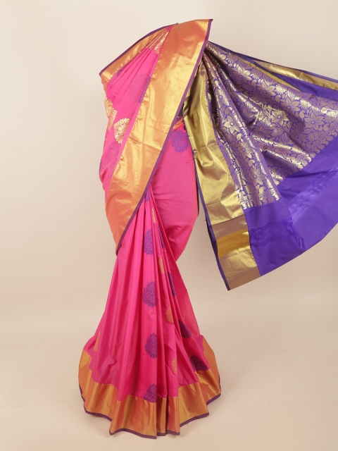 

Pothys Pink & Purple Woven Design Zari Pure Silk Saree