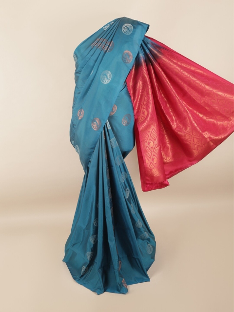 

Pothys Blue & Pink Woven Design Zari Pure Silk Saree