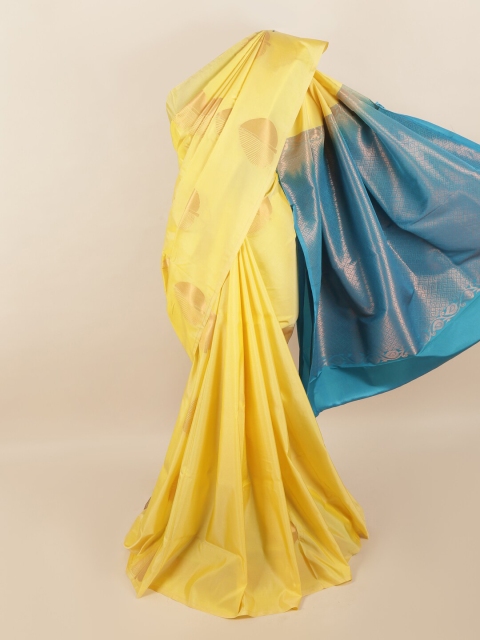 

Pothys Yellow & Blue Woven Design Zari Pure Silk Saree