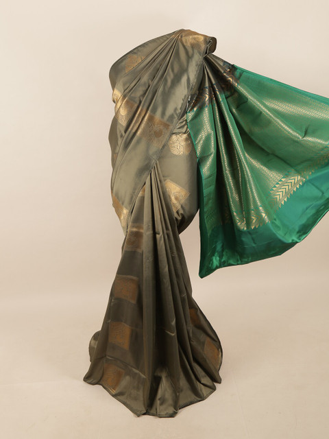

Pothys Grey & Green Woven Design Zari Pure Silk Saree