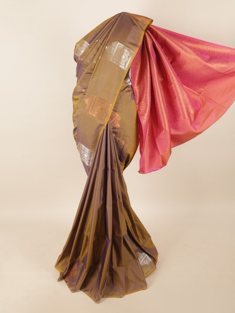 

Pothys Brown & Pink Woven Design Zari Pure Silk Saree