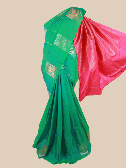 

Pothys Green & Pink Woven Design Zari Pure Silk Saree