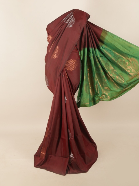 

Pothys Brown & Green Woven Design Zari Pure Silk Saree