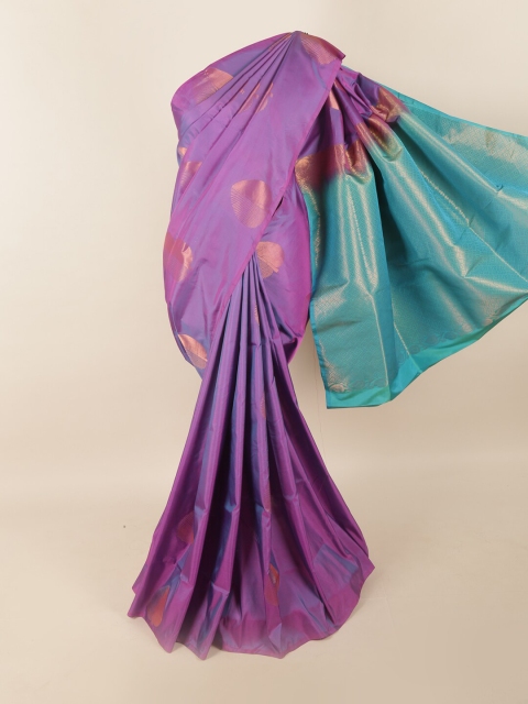 

Pothys Lavender & Turquoise Blue Woven Design Zari Pure Silk Saree