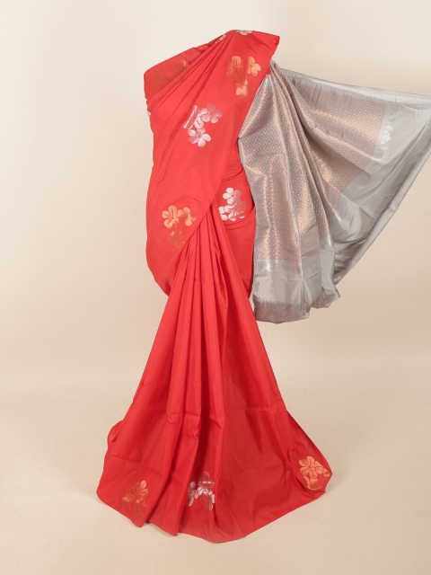 

Pothys Red & Gold-Toned Floral Woven Design Pure Silk Saree
