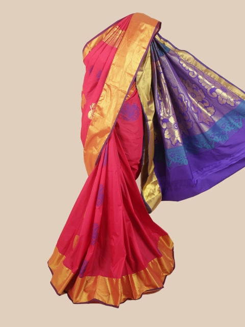 

Pothys Pink & Blue Woven Design Zari Pure Silk Saree