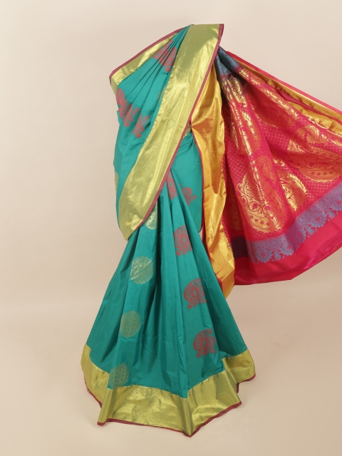 

Pothys Green & Red Woven Design Zari Pure Silk Saree