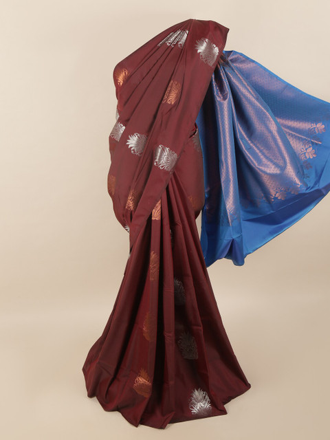 

Pothys Brown & Blue Woven Design Zari Pure Silk Saree