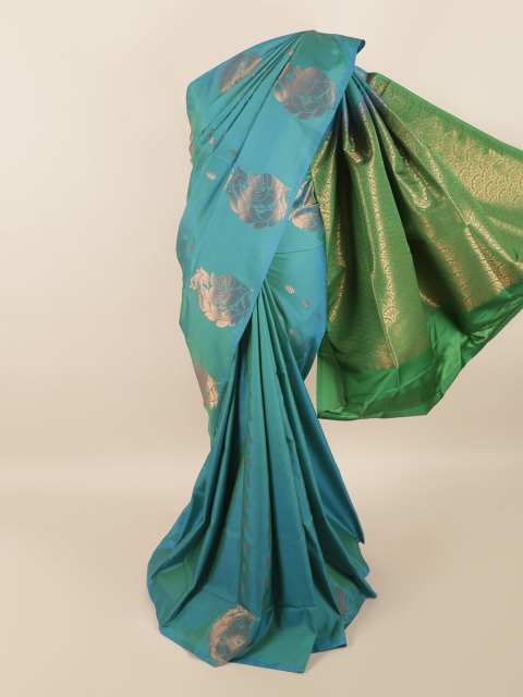 

Pothys Blue & Green Woven Design Pure Silk Saree