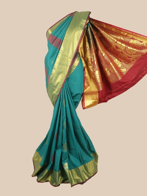 

Pothys Green & Red Woven Design Zari Pure Silk Saree