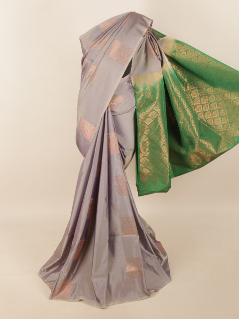 

Pothys Grey & Green Woven Design Zari Pure Silk Saree