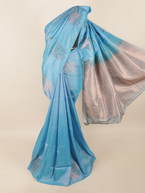 

Pothys Turquoise Blue & Grey Woven Design Zari Pure Silk Saree