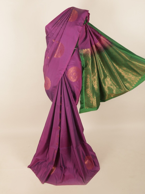 

Pothys Purple & Green Woven Design Zari Pure Silk Saree