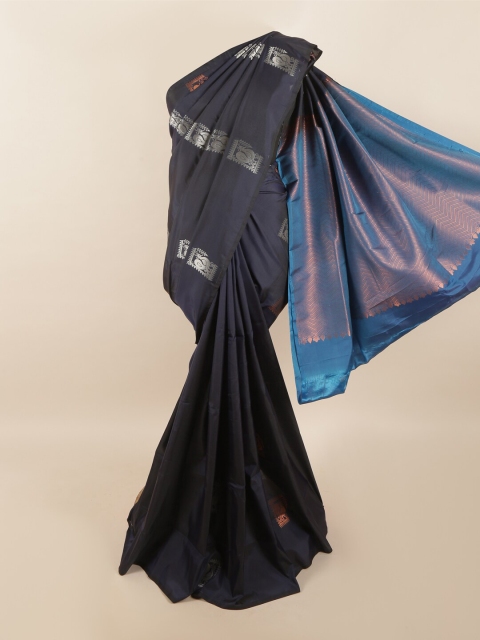 

Pothys Blue & Grey Woven Design Zari Pure Silk Saree
