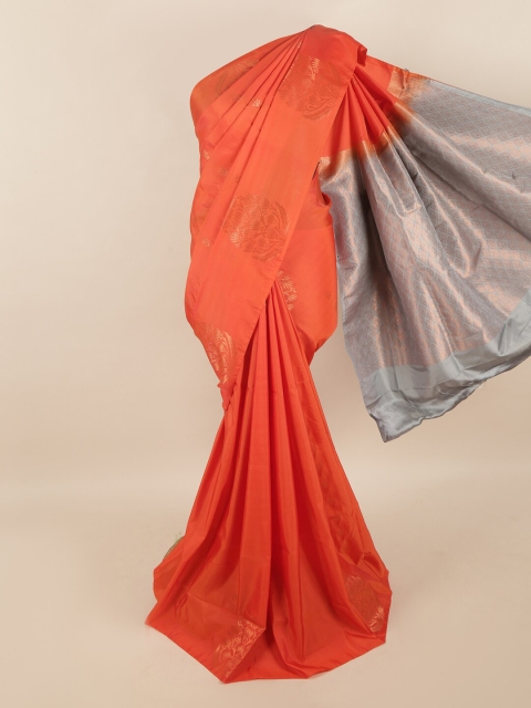 

Pothys Orange & Grey Woven Design Zari Pure Silk Saree