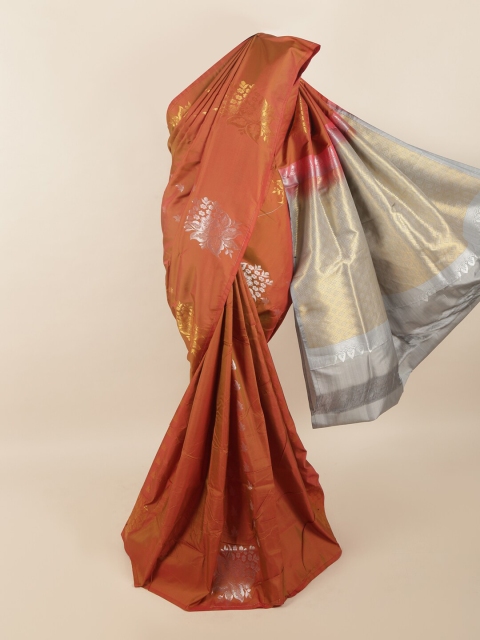 

Pothys Rust & Grey Woven Design Zari Pure Silk Saree