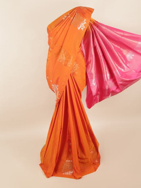 

Pothys Orange & Pink Woven Design Zari Pure Silk Saree