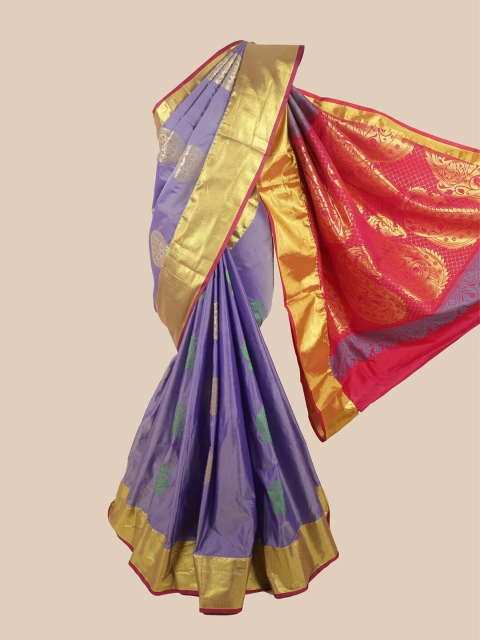 

Pothys Lavender & Red Woven Design Zari Pure Silk Saree