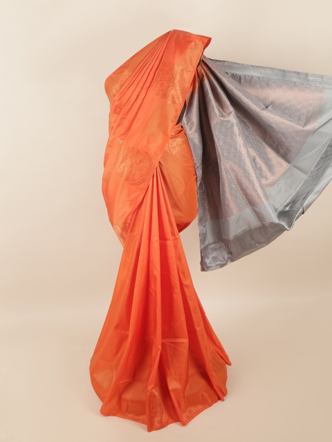 

Pothys Orange & Grey Woven Design Zari Pure Silk Saree