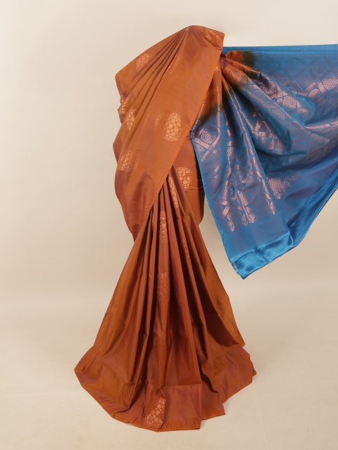 

Pothys Rust & Blue Woven Design Zari Pure Silk Saree