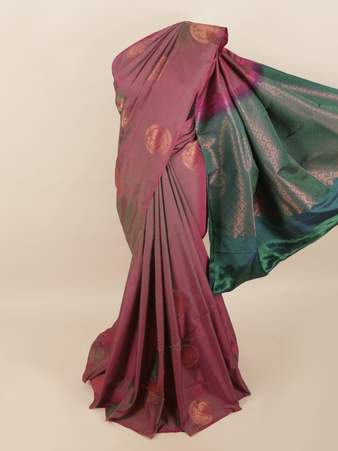

Pothys Purple & Green Woven Design Zari Pure Silk Saree