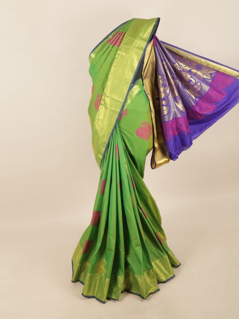 

Pothys Green & Blue Ethnic Motifs Zari Pure Silk Saree