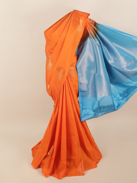 

Pothys Orange & Blue Ethnic Motifs Zari Pure Silk Saree