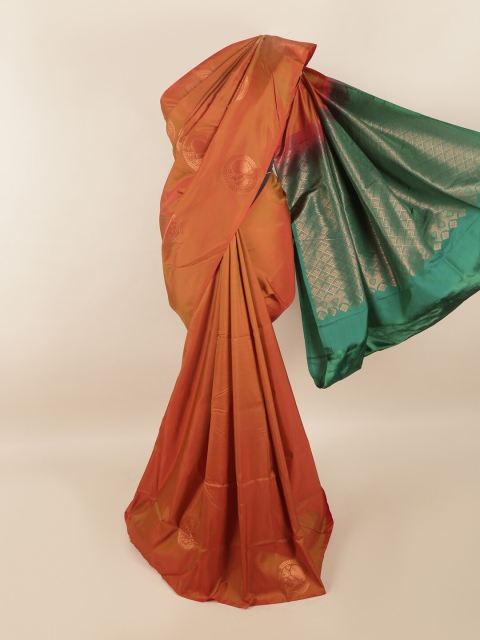 

Pothys Rust & Green Ethnic Motifs Zari Pure Silk Saree