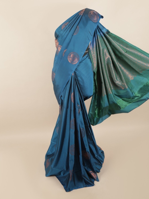 

Pothys Blue & Green Ethnic Motifs Zari Pure Silk Saree