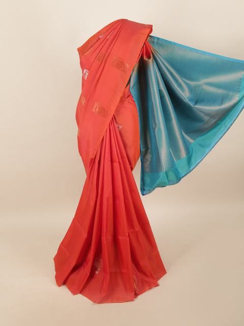 

Pothys Red & Blue Ethnic Motifs Zari Pure Silk Saree