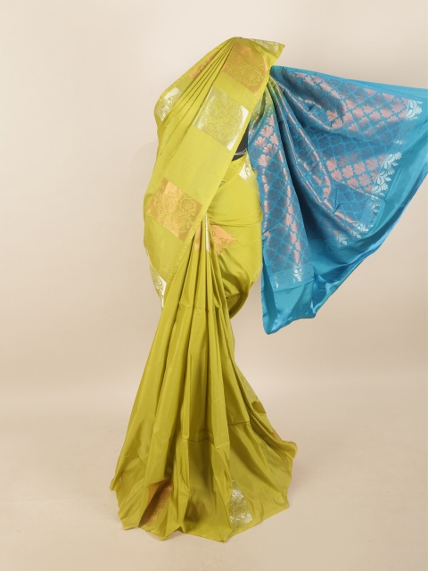 

Pothys Green & Blue Ethnic Motifs Zari Pure Silk Saree