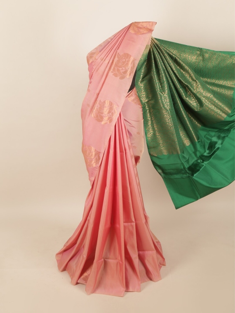 

Pothys Pink & Green Ethnic Motifs Zari Pure Silk Saree