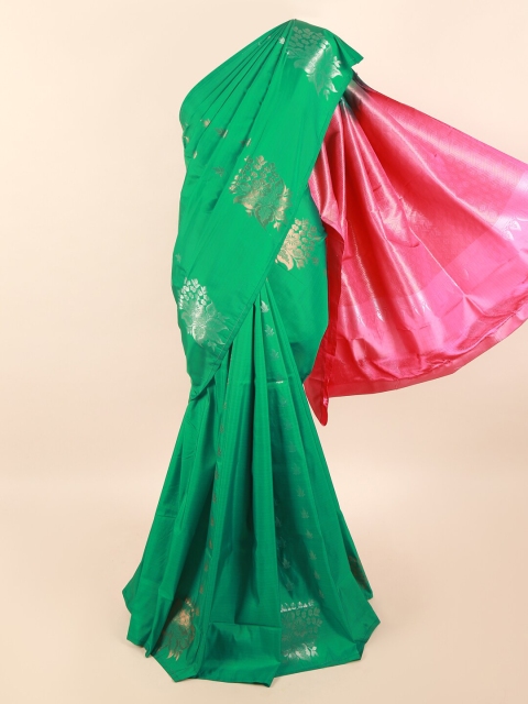

Pothys Green & Pink Ethnic Motifs Zari Pure Silk Saree