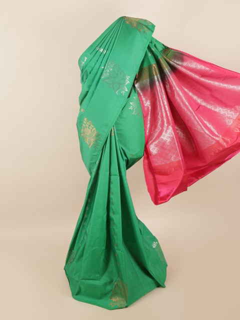 

Pothys Green & Pink Ethnic Motifs Zari Pure Silk Saree