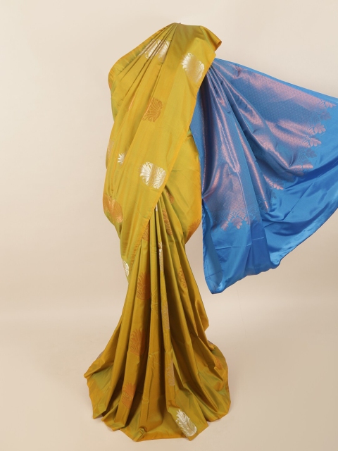 

Pothys Green & Blue Ethnic Motifs Zari Pure Silk Saree