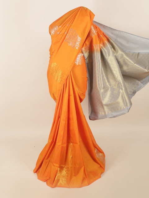 

Pothys Orange & Grey Ethnic Motifs Zari Pure Silk Saree