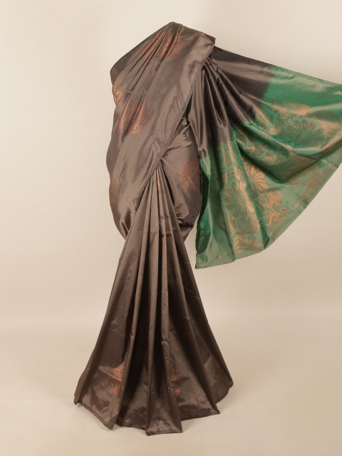 

Pothys Brown & Green Ethnic Motifs Zari Pure Silk Saree