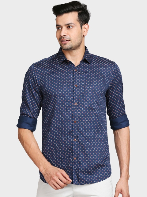 

ColorPlus Men Blue Printed Tailored Fit Casual Shirt