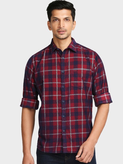 

ColorPlus Men Maroon Checked Tailored Fit Casual Shirt