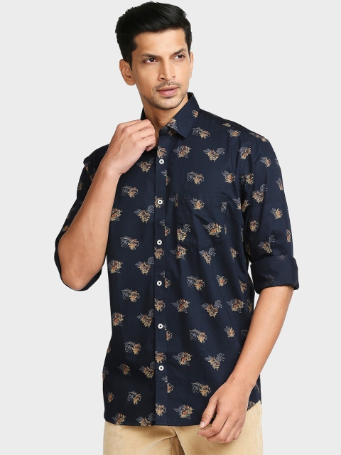 

ColorPlus Men Blue Tailored Fit Floral Opaque Printed Casual Shirt