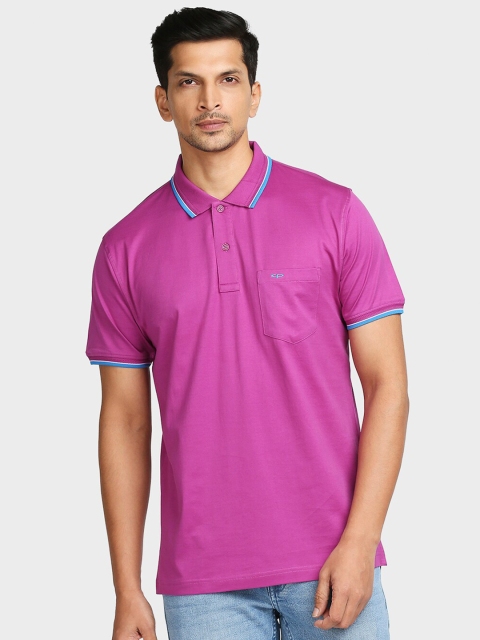 

ColorPlus Men Purple & mulberry Polo Collar Pockets T-shirt