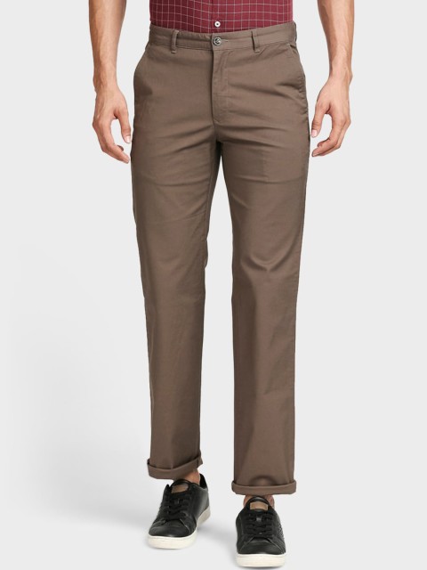 

ColorPlus Men Brown-Coloured Solid Regular Fit Mid-Rise Trousers