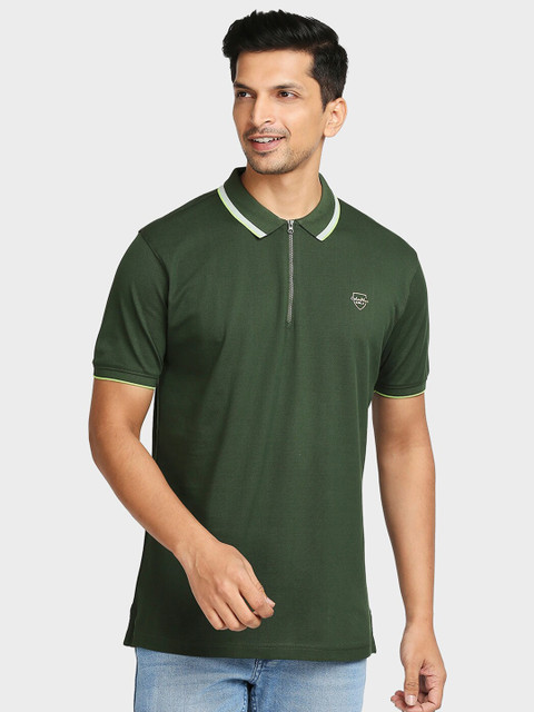 

ColorPlus Men Green Brand Logo Polo Collar T-shirt