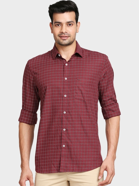 

ColorPlus Men Red Tailored Fit Grid Tattersall Checks Opaque Checked Casual Shirt