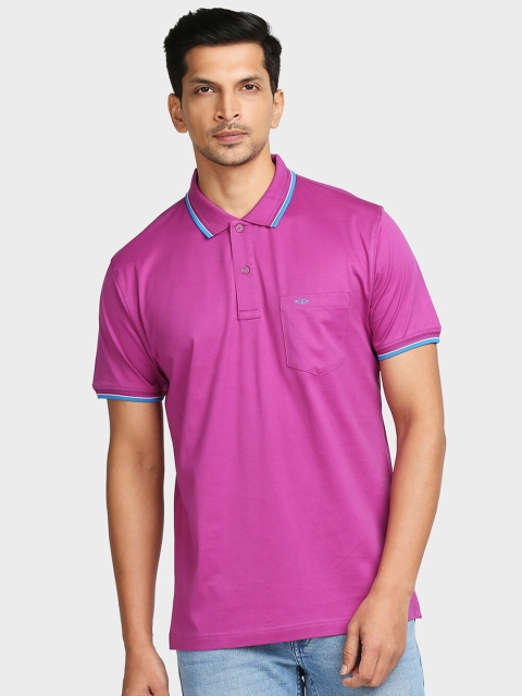 

ColorPlus Men Purple & Blue Solid Polo CollarT-shirt
