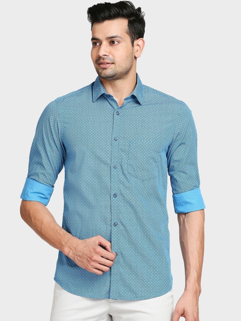 

ColorPlus Men Blue Tailored Fit Opaque Printed Casual Shirt