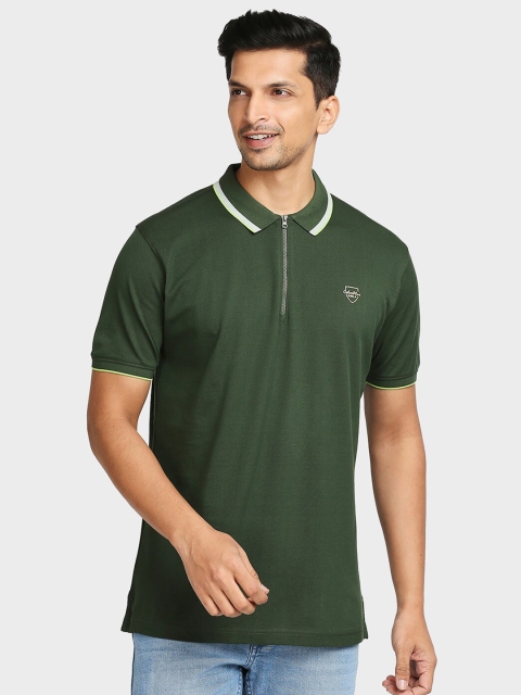 

ColorPlus Men Green Polo Collar Applique T-shirt