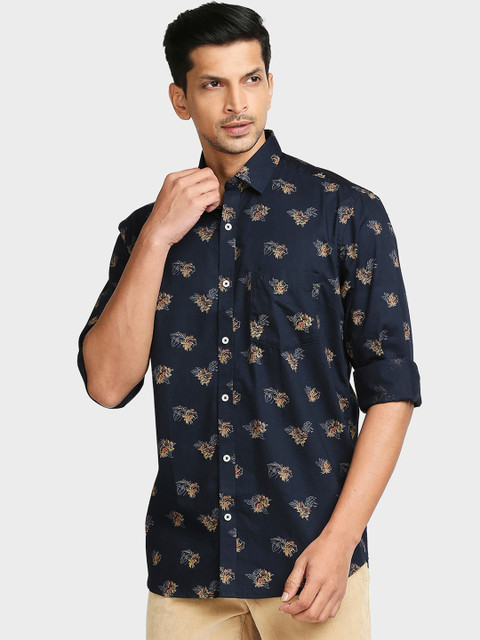 

ColorPlus Men Blue & Beige Floral Printed Tailored Fit Casual Shirt